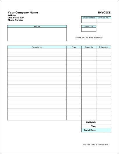 free simple product invoice from formville