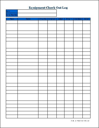 Free Detailed Equipment Check Out (Tall) from Formville