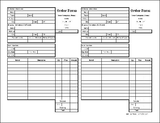 Free Easy-Copy Small Detailed Order Form (Tall) from Formville