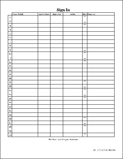 free easy copy basic patient sign in sheet with signature tall from formville