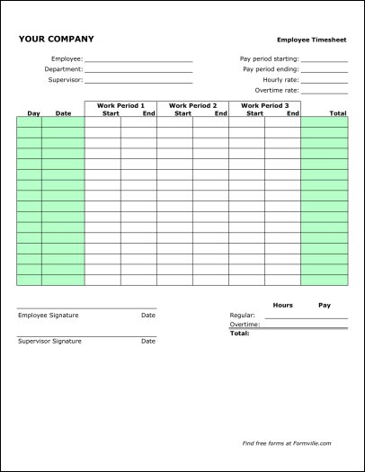 monthly time sheet